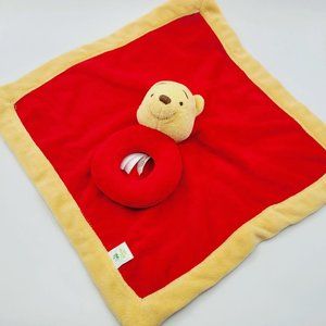 Disney Baby Red Plush Winnie the Pooh Rattle Lovey Security Blanket Infant Toy